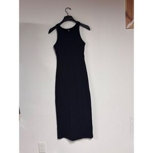 Uniqlo Black Ribbed Sleeveless Maxi Dress Racerback Tank Dress XS
